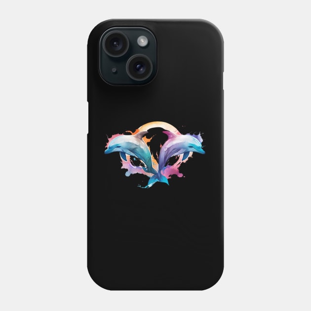 A dynamic dolphin design in a vibrant watercolor style, dolphin gift Phone Case by benzshope