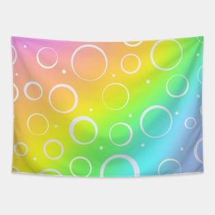 Rainbow Gradient Design with White Circles! Tapestry