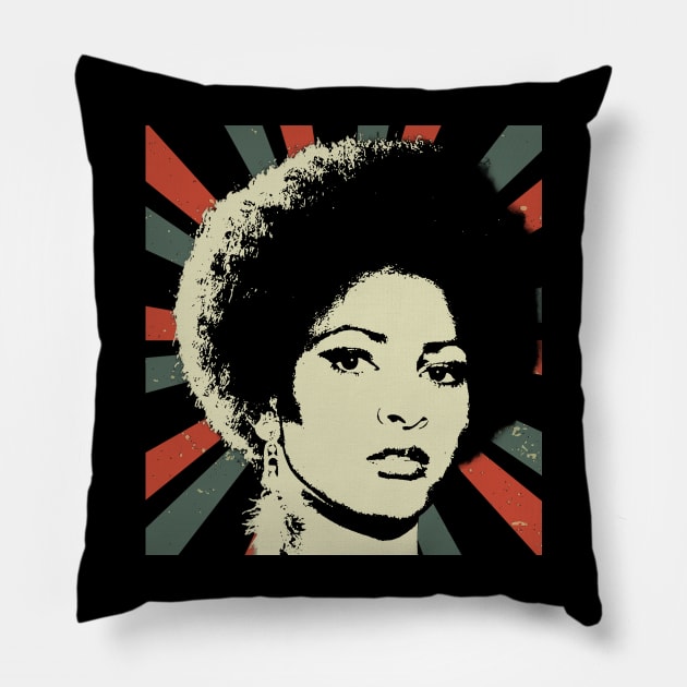 Pam Grier || Vintage Art Design Pillow by Setipixel