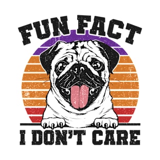 Retro Sunset Fun Fact I Don't Care Funny Bulldog T-Shirt