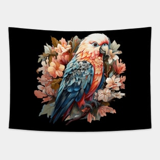 Parakeet colorful floral Tapestry