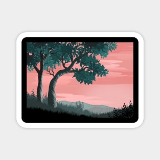 Tropical Trees Landscape in Nature Magnet