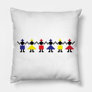 HORA - Traditional Romanian folk art knitted embroidery pattern Pillow