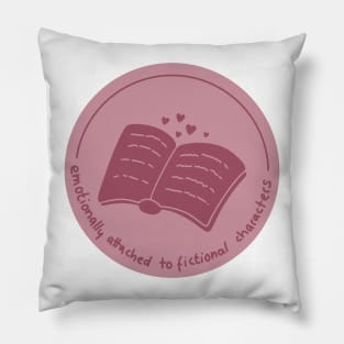 Emotionally attached to fictional characters red pink romance book design with hearts (round) Pillow