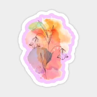 Hand Drawn Flowers and Leaves Artwork Magnet