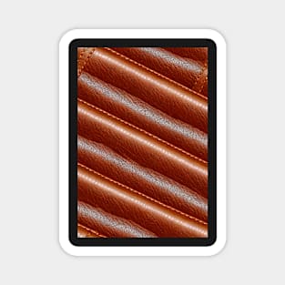 Dark Brown Leather Stripes, natural and ecological leather print #72 Magnet