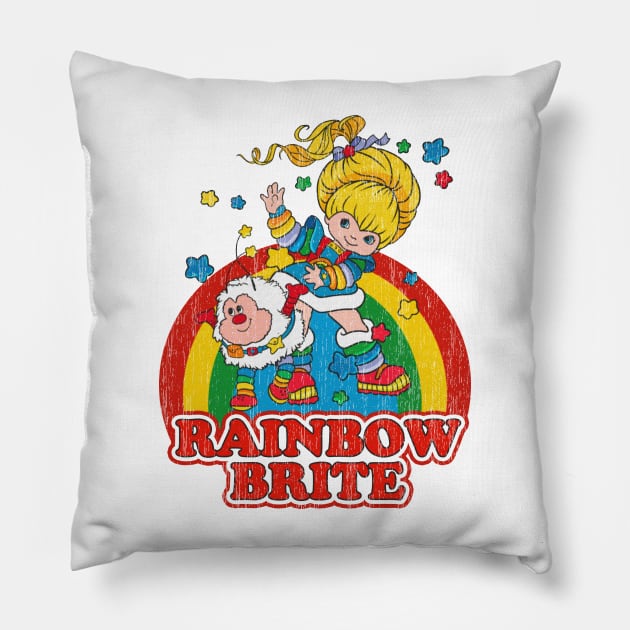 Rainbow Brite // Vintage Colorful Design Pillow by Ilustra Zee Art