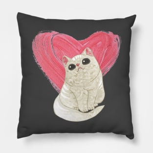 I Love My Cat Heart Design Pillow