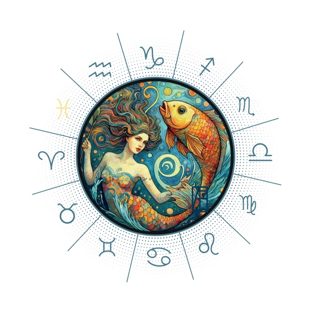 ZODIAC Pisces - Astrological PISCES - PISCES - ZODIAC sign - Van Gogh style - 12 by ArtProjectShop