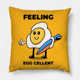 Feeling Egg-Cellent – Cute Egg Pun Design Pillow