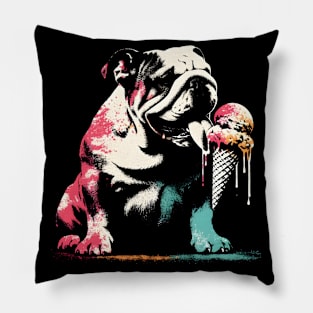 Bulldog Licking Ice Cream Pillow