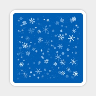 Blue and White Snowflake Winter Pattern Magnet