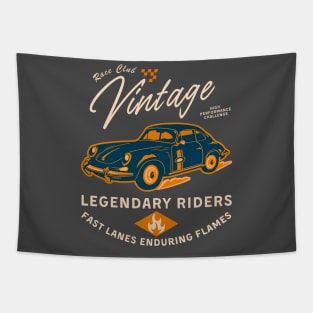 Race Club Vintage Legendary Riders Retro Car Racing Tapestry