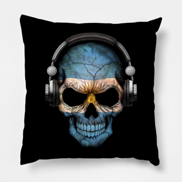 Dark Skull Deejay with Argentine Flag Pillow by jeffbartels