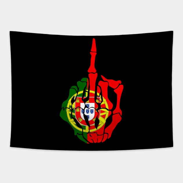 Skeleton Middle Finger Portugal Flag T-Shirt Tapestry by GoodSirWills Place