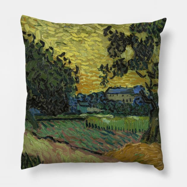 Landscape at Saint-Remy - Vincent van Gogh Pillow by KargacinArt