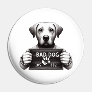 Illustrated Bad Dog Jail Mugshot Pin