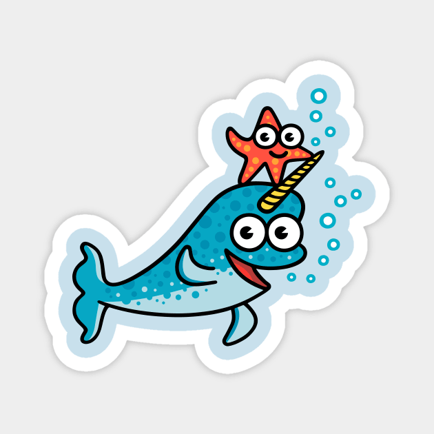 Little Narwhal and friend Magnet by byTxemaSanz