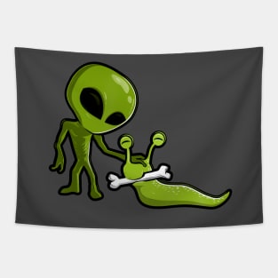 Green Alien with pet Tapestry