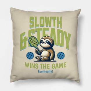 Slowth And Steady Funny Sloth Tee Pillow