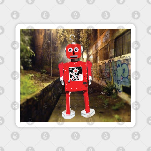 Red Robot Magnet by AnderssenGrafix