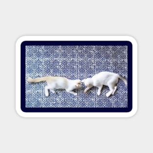 Hmong Harmony – Playful Cats in Tribal Pattern Magnet