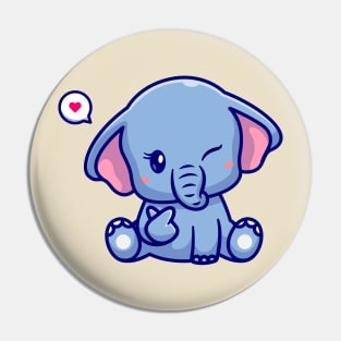 Cute Elephant With Love Sign Hand Cartoon Pin