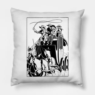 No Background Horse Carriage Buffalo Bill Western Robbery Cowboy Retro Comic Pillow