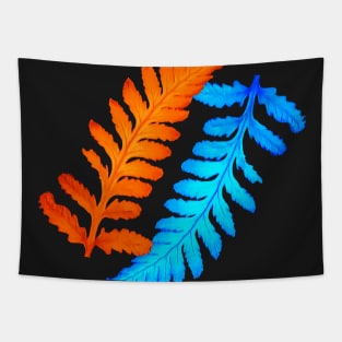 Electric Blue and Fiery Orange Japanese Painted Ferns Tapestry