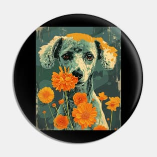 Poodle Flowers Photo Art Design For Dog Onwer Pin