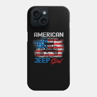 American Jeep Girl USA Flag Jeep Phone Case