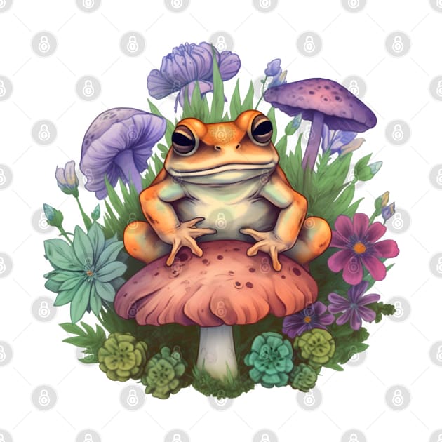 Cute Cottagecore Aesthetic Frog Mushroom by BaliChili