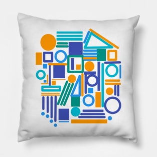 Geometric pop blue art abstract Pillow