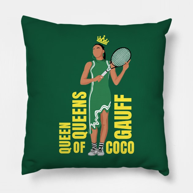 Coco Gauff Queen of Queens Pillow by mirailecs