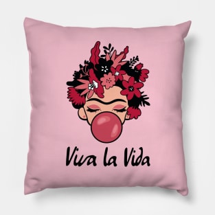 Frida fashion girl with flowers Pillow