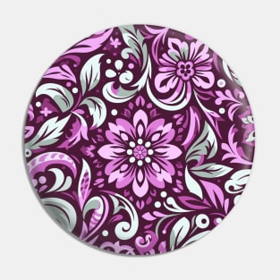 Retro Pink Flower Pattern Pin