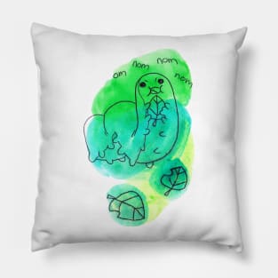 Om Nom Nom Hungry Watercolor Caterpillar Pillow