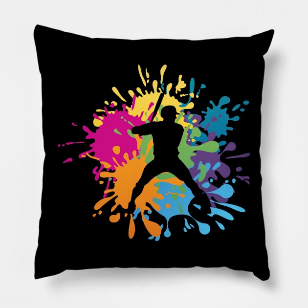 Baseball Player Colour Splash Gift Pillow by POS