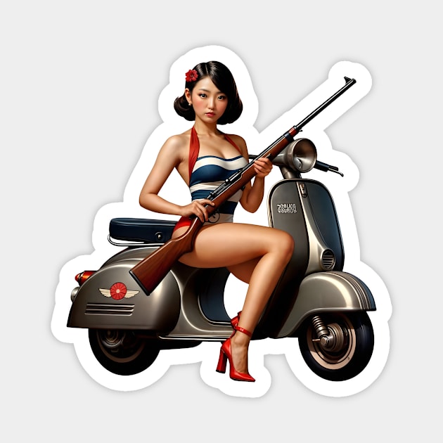 Scooter Girl Magnet by Rawlifegraphic