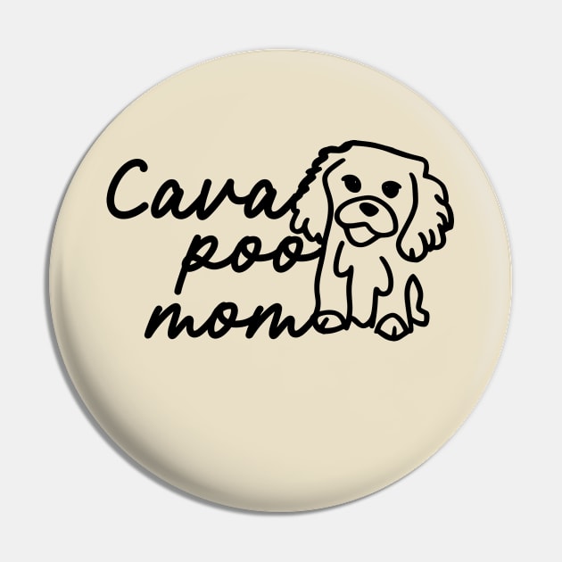 Cavapoo Mom Line Art Pin by y2klementine