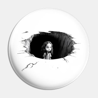 Little Girl peaking out of a hole. Pin