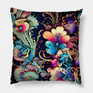 Vibrant elegant colorful floral pattern Pillow