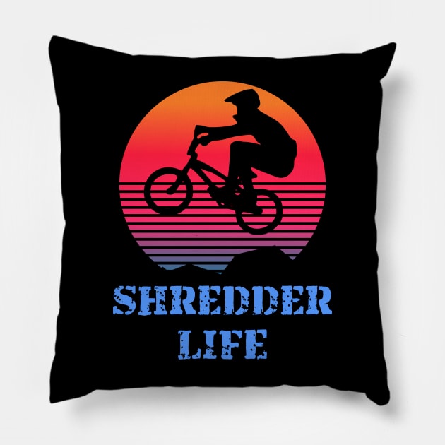 Shredder life BMX stunt retro sunset Pillow by Geoji 