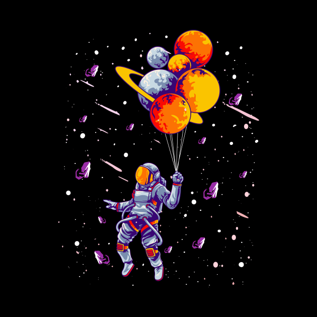 Astronaut Holding Planet Balloons Spaceman Planets Space by Alinutzi