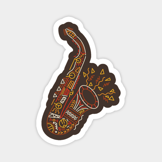 Saxophone Retro Shapes Magnet by JDP Designs