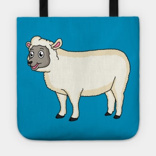 Cute happy sheep cartoon illustration Tote