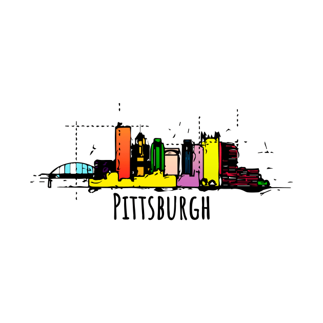 Pittsburgh Funny Sketch Cool Gift Idea by DimDom