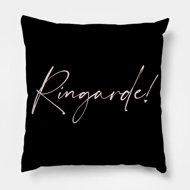 Ringarde- Basic B written in a subtle pink, perfect for the darker backgrounds Pillow by Tana B 