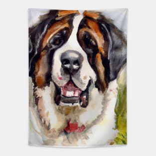 Saint Bernhardog Watercolor Painting - Dog Lover Gifts Tapestry