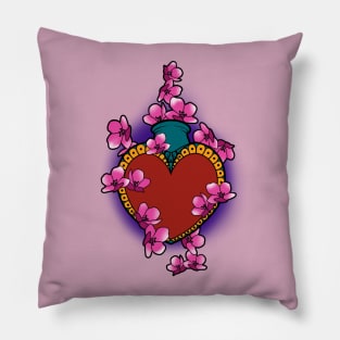 Cashed heart with cherry blossom confetti Pillow